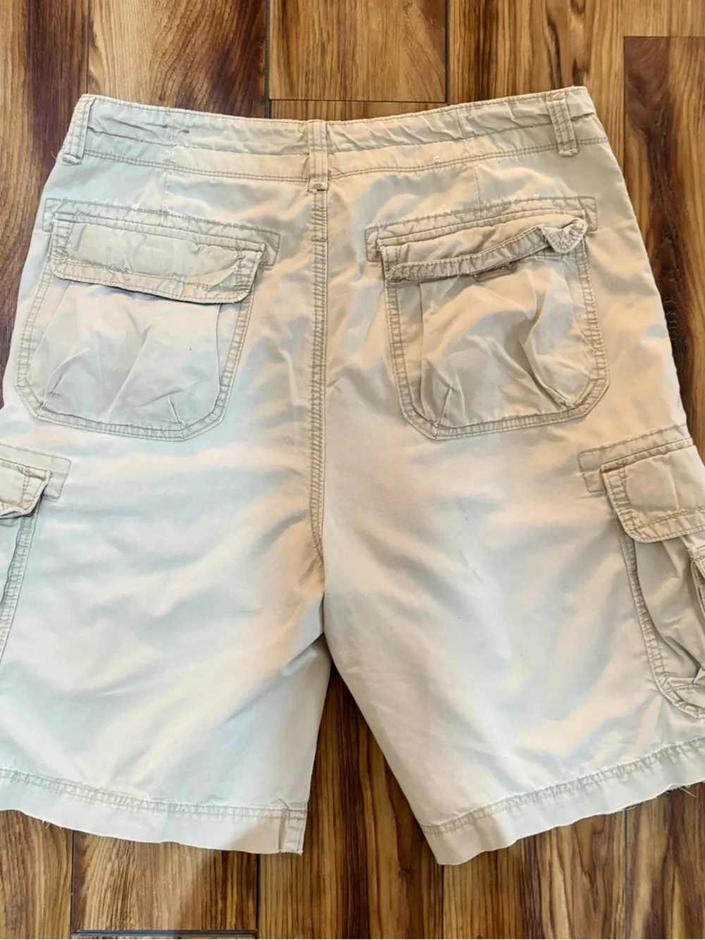 UNIONBAY Mens Utility Cargo Shorts Beige Khaki Cotton Faded Sz 34(Actual 36)